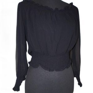 Vintage Passport Black Off the Shoulder Top